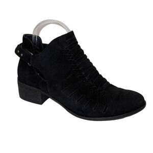 SAM EDELMAN | Black Suede "Pierson" Woven Cut Out Ankle Booties | Women's 8 1/2